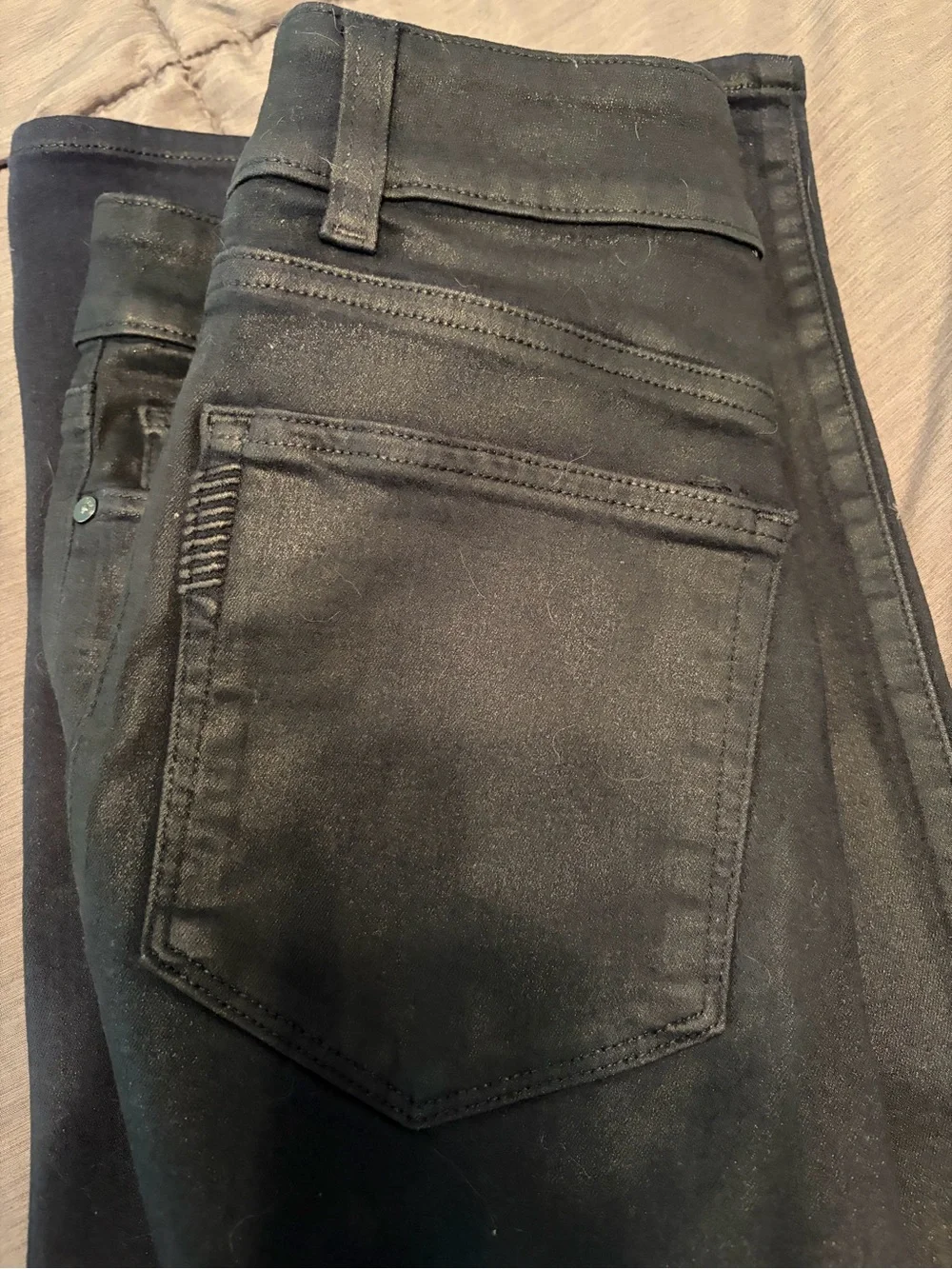 Sasha 32 Inch Wide Leg Jean - Navy Seascape Luxe Coating